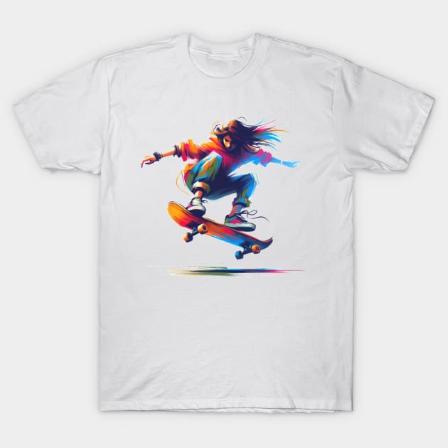 Skatergirl on Skateboard T-Shirt by MultistorieDog